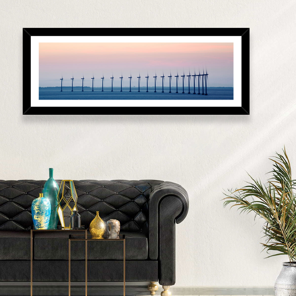 Coastal Wind Farm at Dusk Wall Art