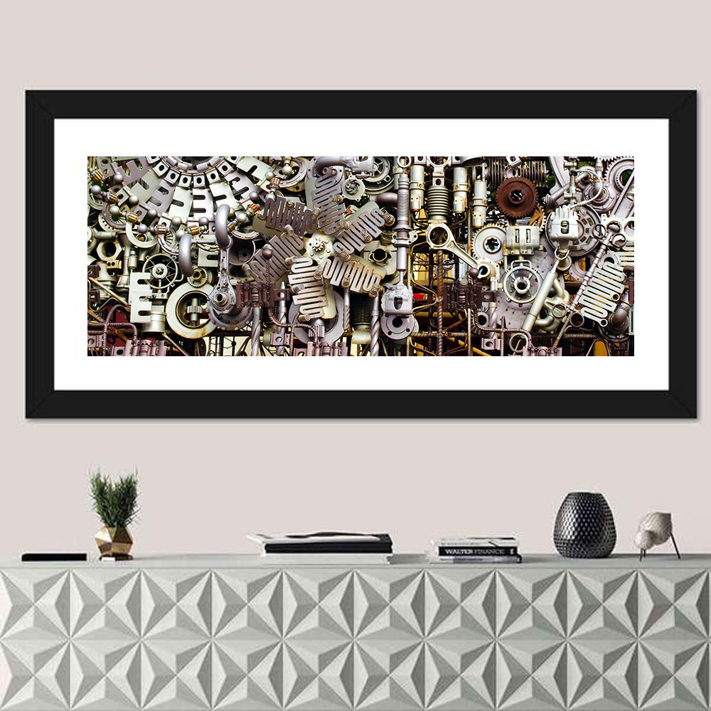 Industrial Gearwork Parts Collage Wall Art