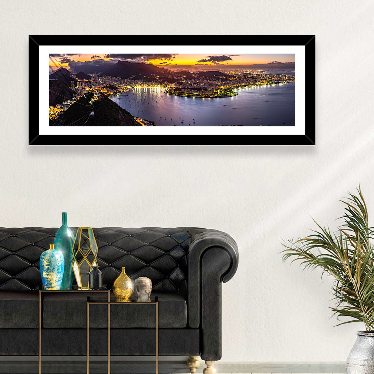 Rio De Janeiro Night Skyline Wall Art