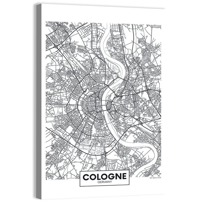 Cologne City Map Wall Art as a canvas print