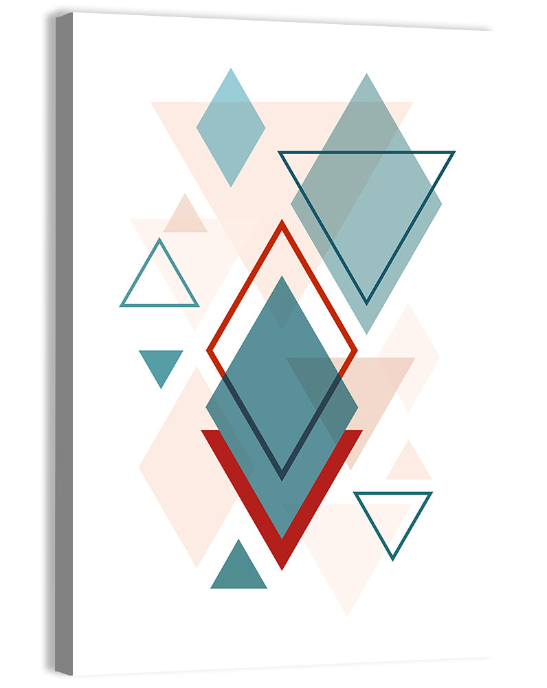 Scandinavian Teal Geometric Abstract Wall Art, canvas print, portrait