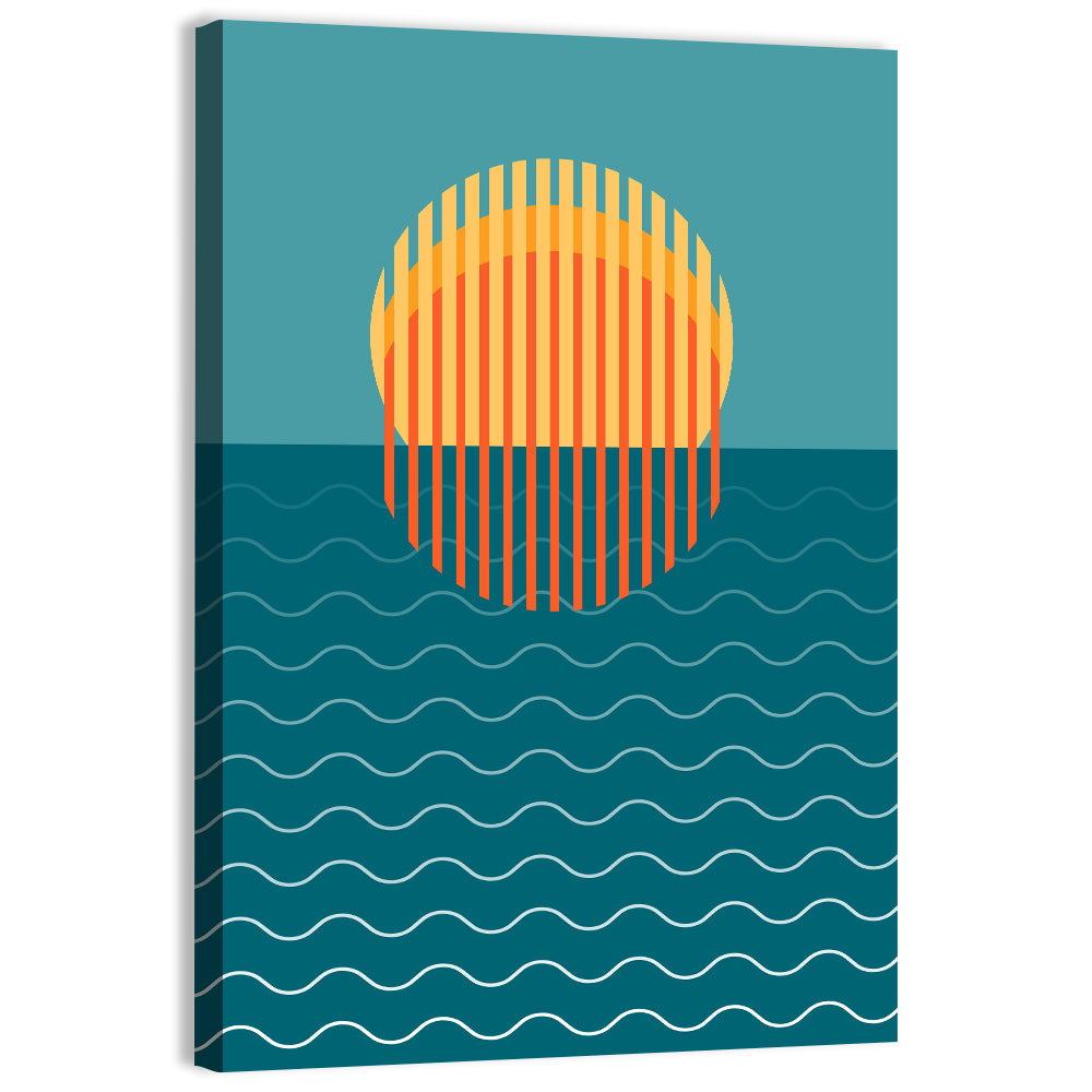 Geometric Ocean Sunset Wall Art, canvas print, portrait