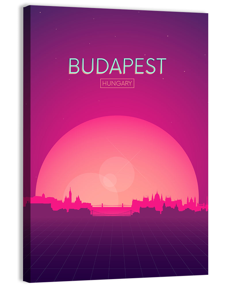 Budapest Sunset Skyline Wall Art, canvas print, portrait