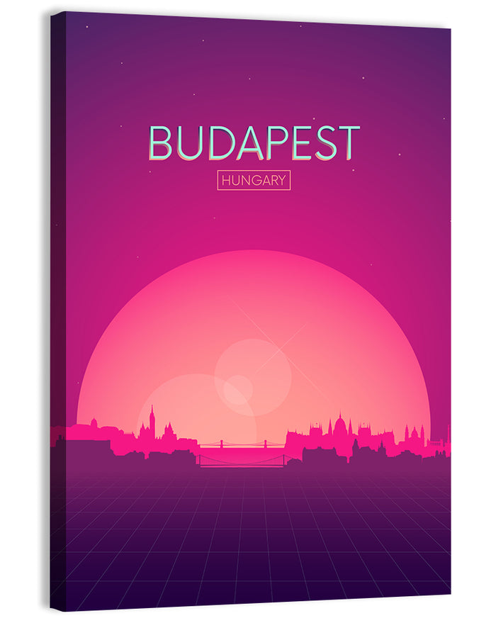 Budapest Sunset Skyline Wall Art as a canvas print