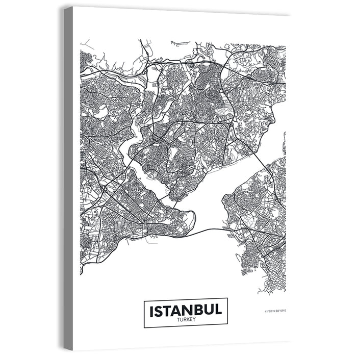 Istanbul City Map Wall Art as a canvas print