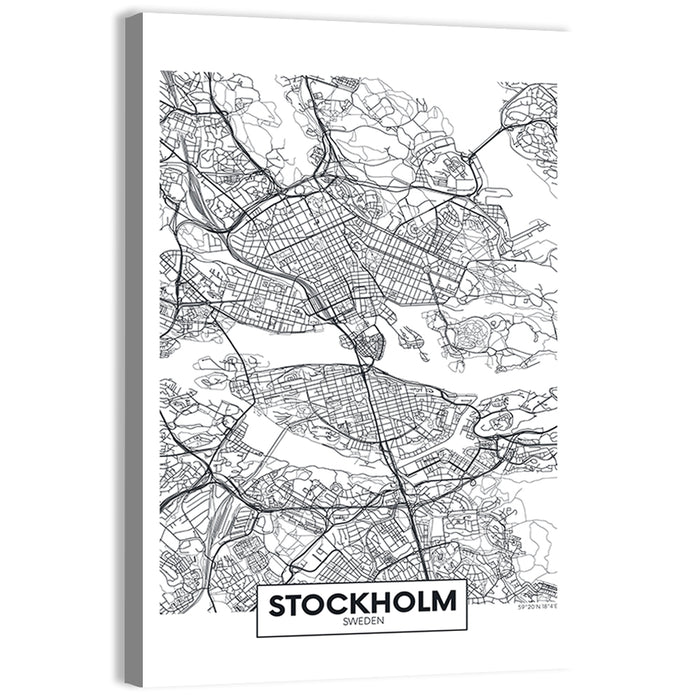 Stockholm City Map Wall Art as a canvas print