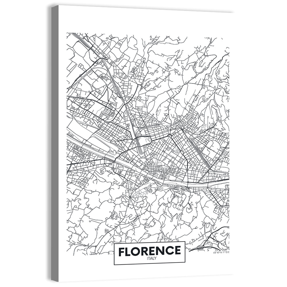 Florence Street Grid Map Wall Art, canvas print, portrait