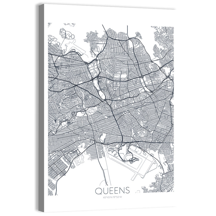 Queens Map with Jfk Airport Wall Art as a canvas print