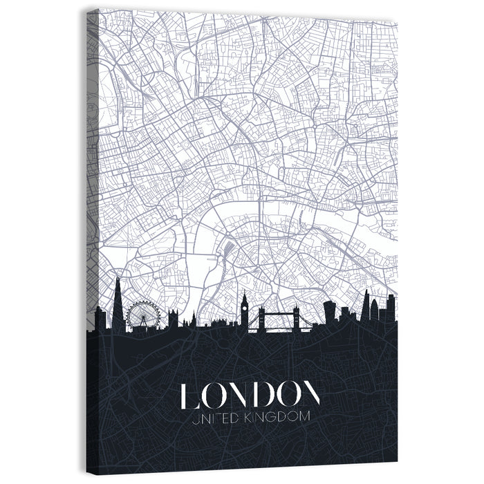 London Skyline Map Wall Art as a canvas print