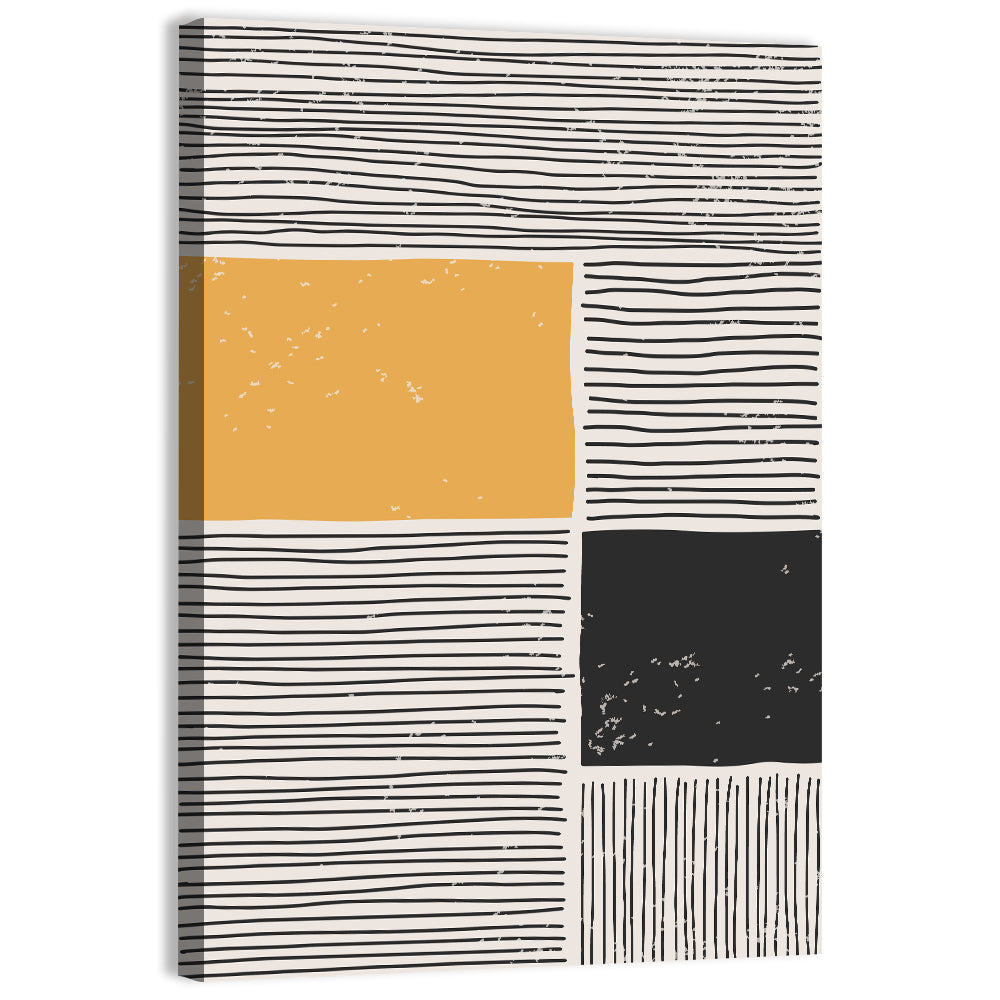 Beige and Yellow Grid Study Wall Art, canvas print, portrait