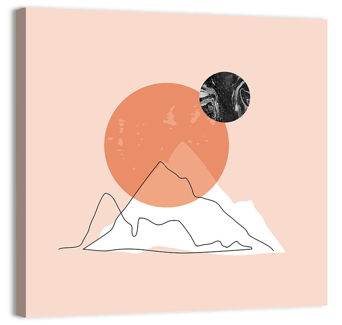 Mountain Peak and Sun Wall Art as a canvas print