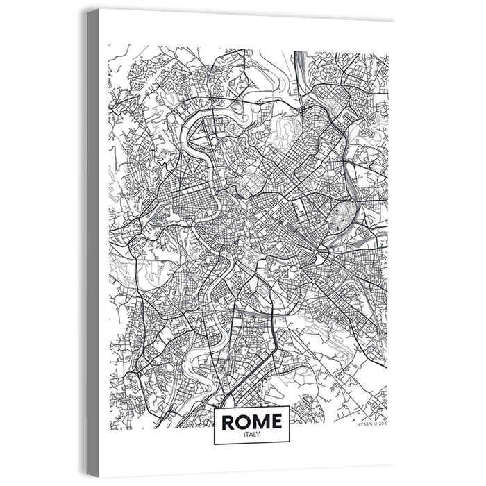 Rome City Map Wall Art as a canvas print