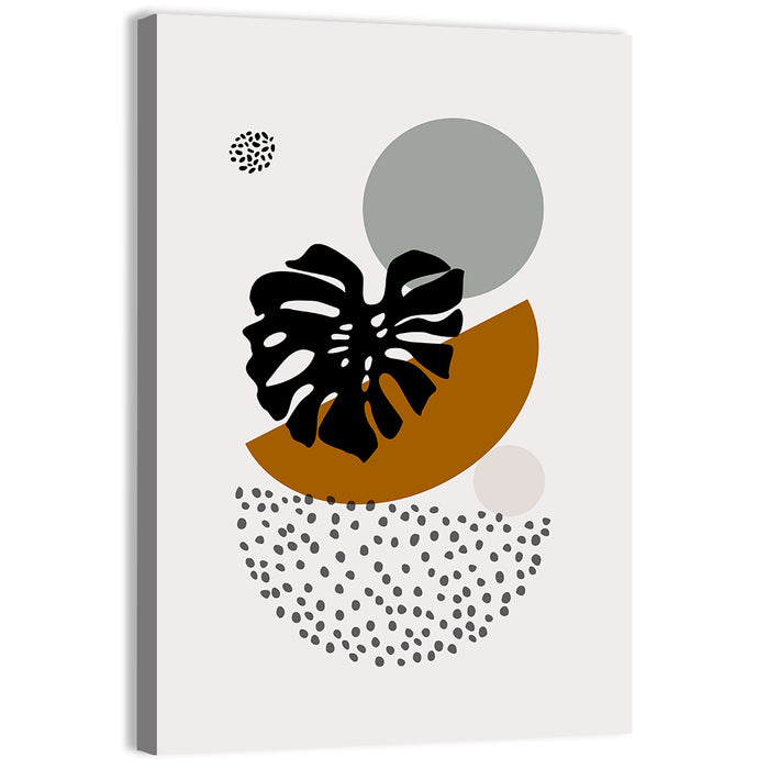Monstera Leaf with Falling Stones Wall Art as a canvas print