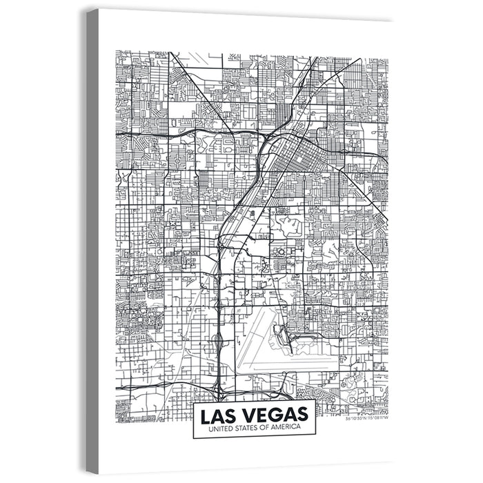 Las Vegas Street Grid Map Wall Art as a canvas print