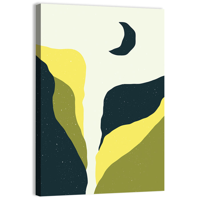 Crescent Moon Over Olive Mountains Wall Art as a canvas print