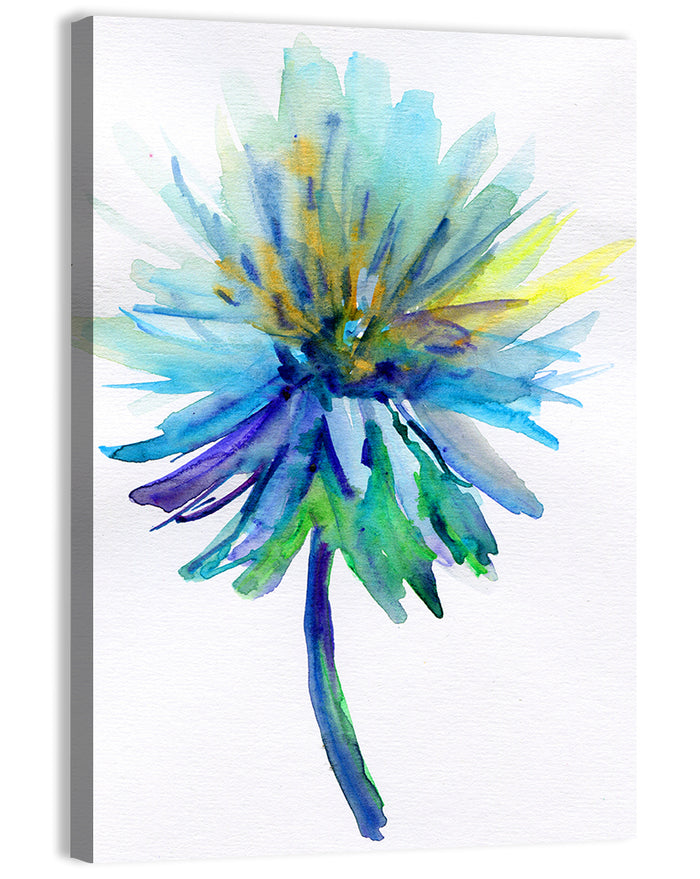 Ethereal Blue Watercolor Flower Wall Art as a canvas print