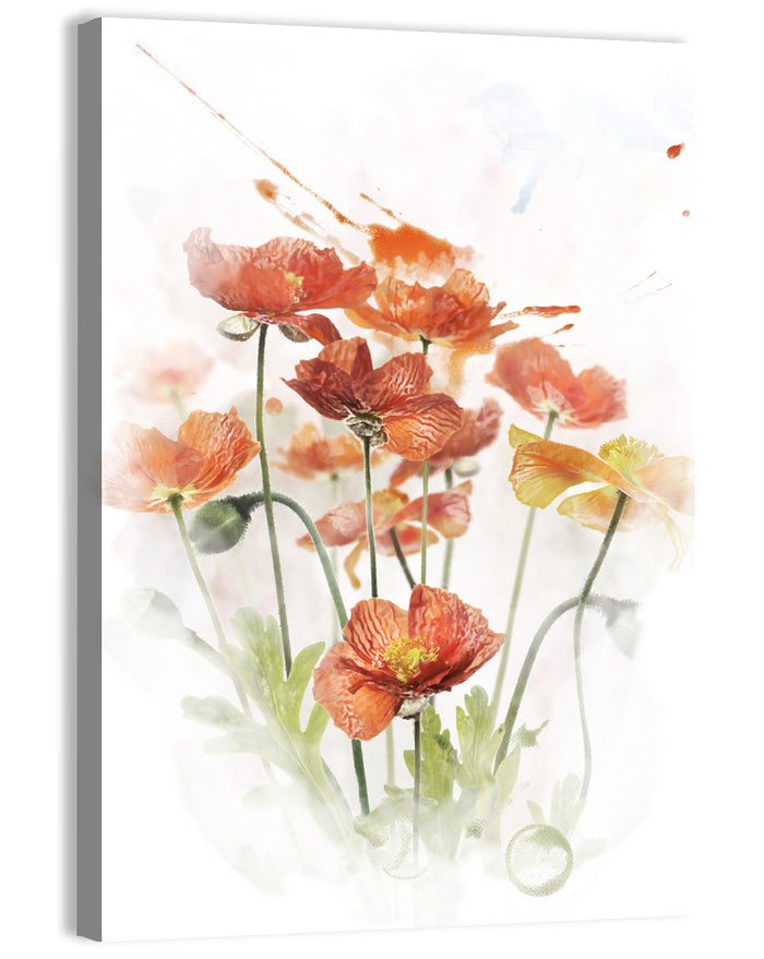 Orange Poppy Cluster Wall Art as a canvas print