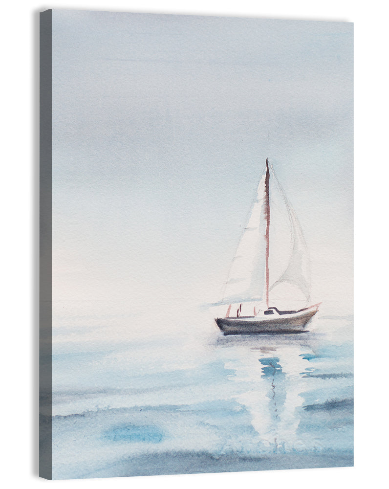 Sailboat on Calm Sea Wall Art, canvas print, portrait