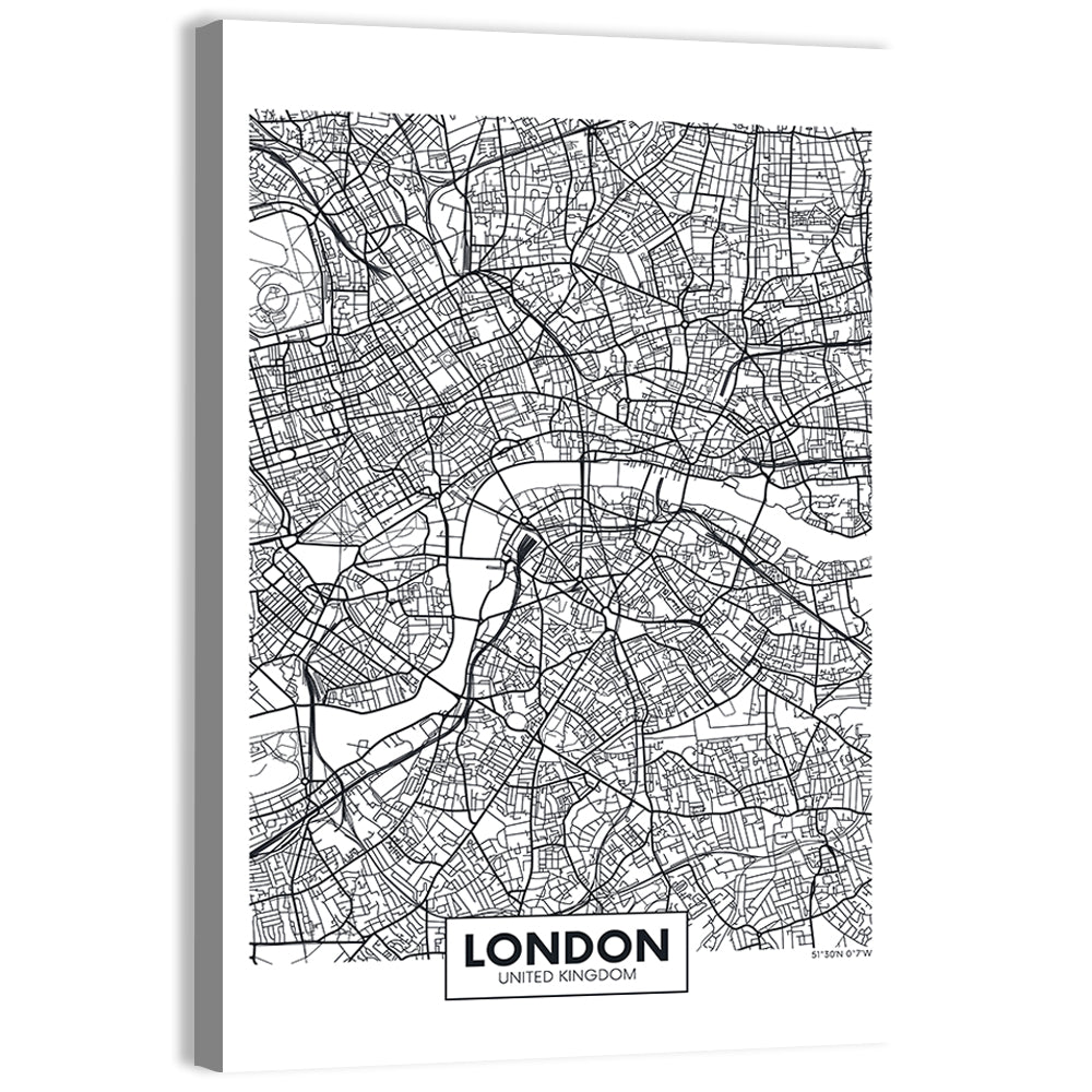 London Aerial Map Wall Art, canvas print, portrait