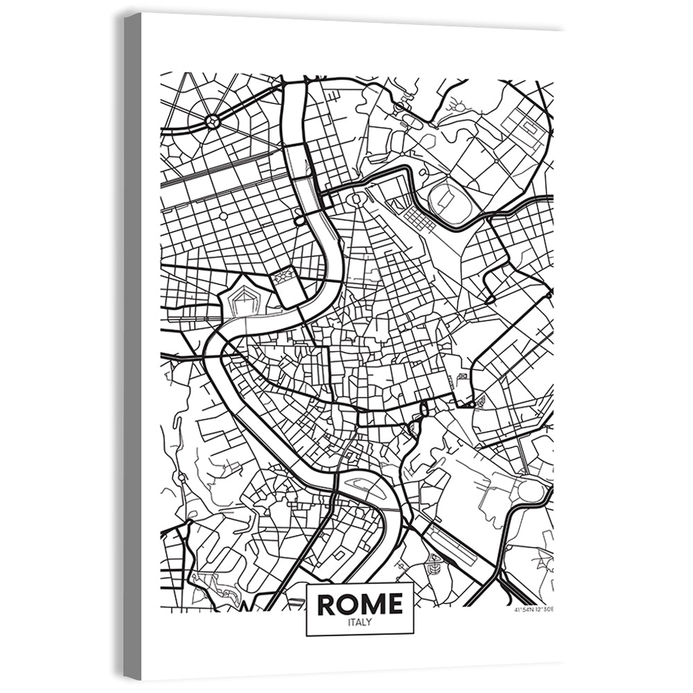 Minimalist Rome City Map Wall Art, canvas print, portrait