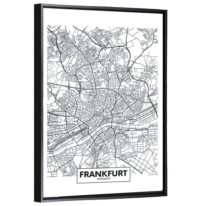 Frankfurt City Map Wall Art as a framed canvas