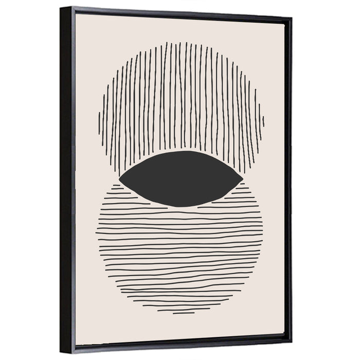Boho Geometric Circles Wall Art as a framed canvas