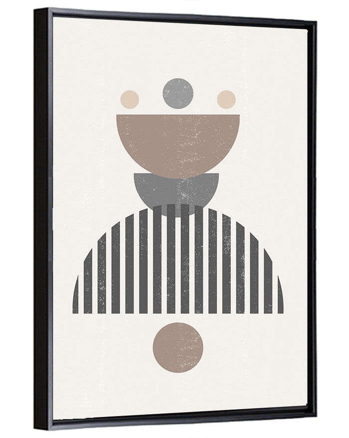 Stacked Sun and Moon Minimalist Wall Art as a framed canvas