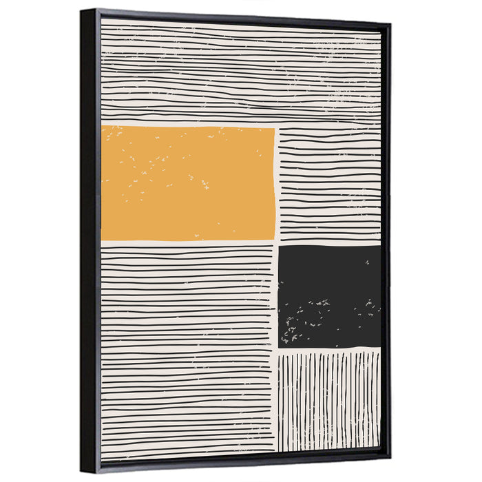 Beige and Yellow Grid Study Wall Art as a framed canvas