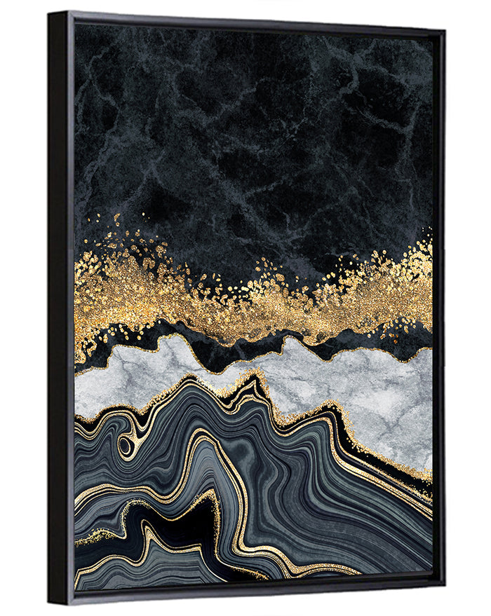 Black Gold River Wall Art as a framed canvas