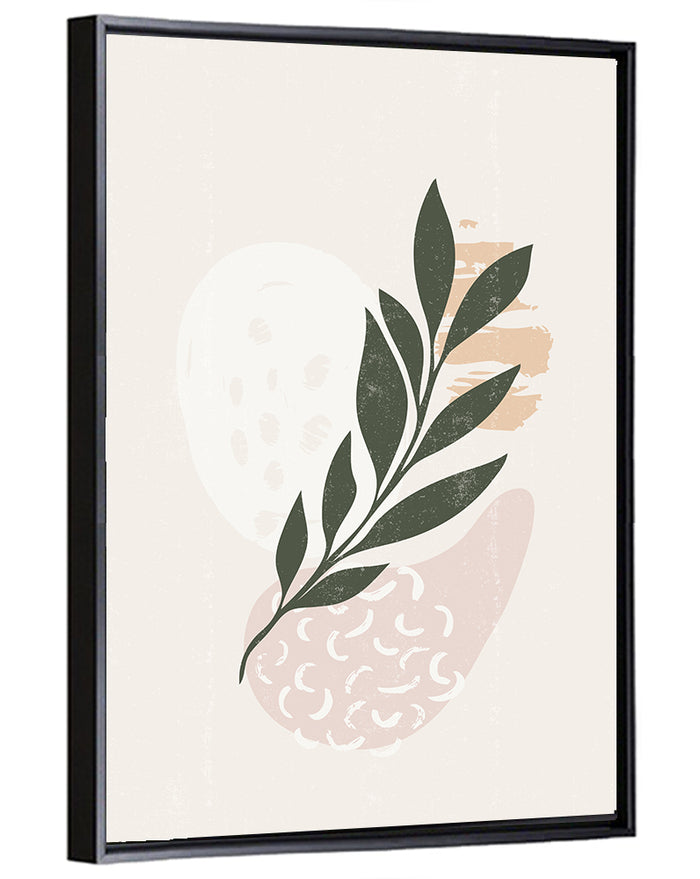 Boho Leaf Study Wall Art as a framed canvas