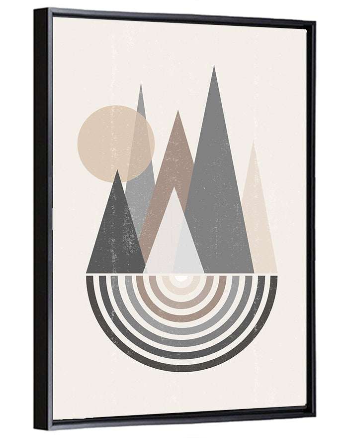 Minimalist Boho Pyramids Wall Art as a framed canvas