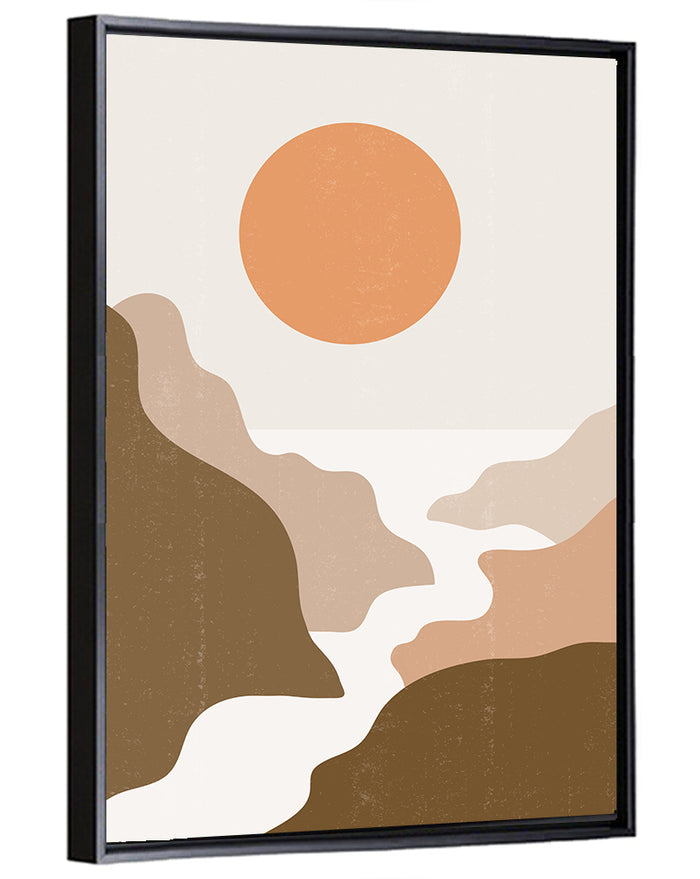 Sun Over Canyon River Wall Art as a framed canvas