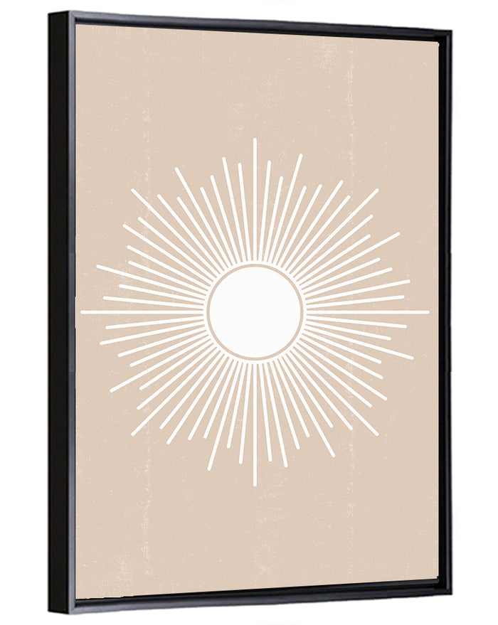 Boho Sun Mandala Wall Art as a framed canvas