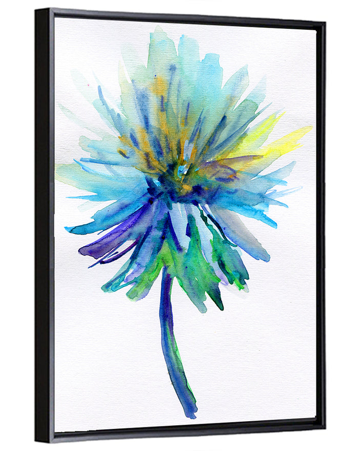 Ethereal Blue Watercolor Flower Wall Art as a framed canvas