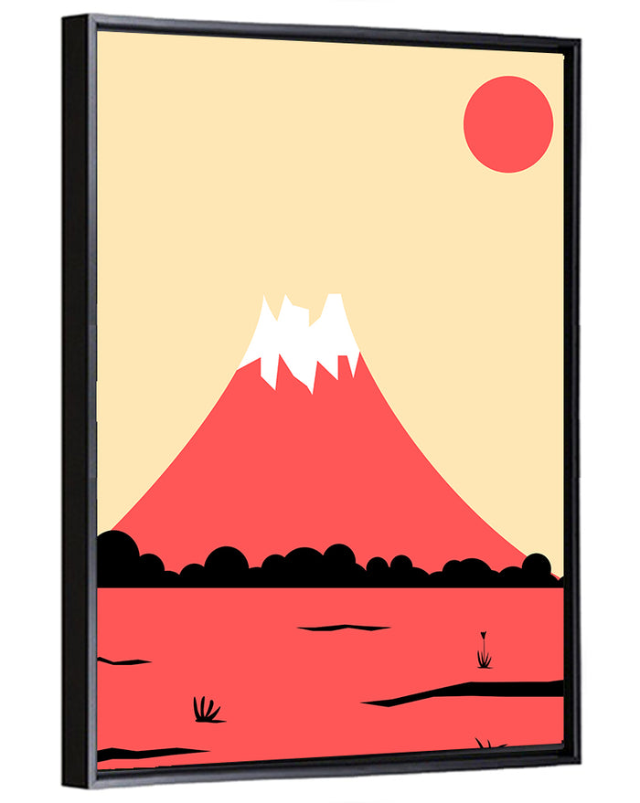 Minimalist Pink Mountain Peak Wall Art as a framed canvas