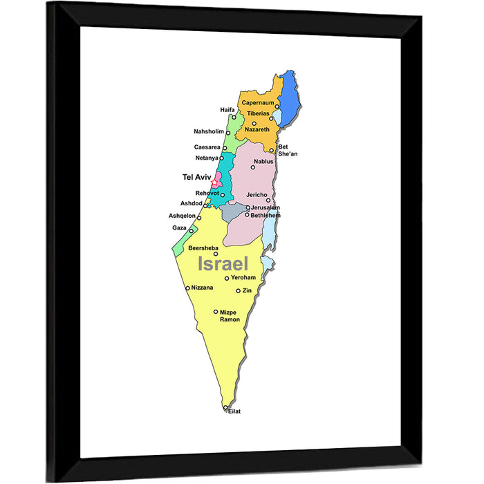 Minimalist Israel Map Wall Art as a framed print