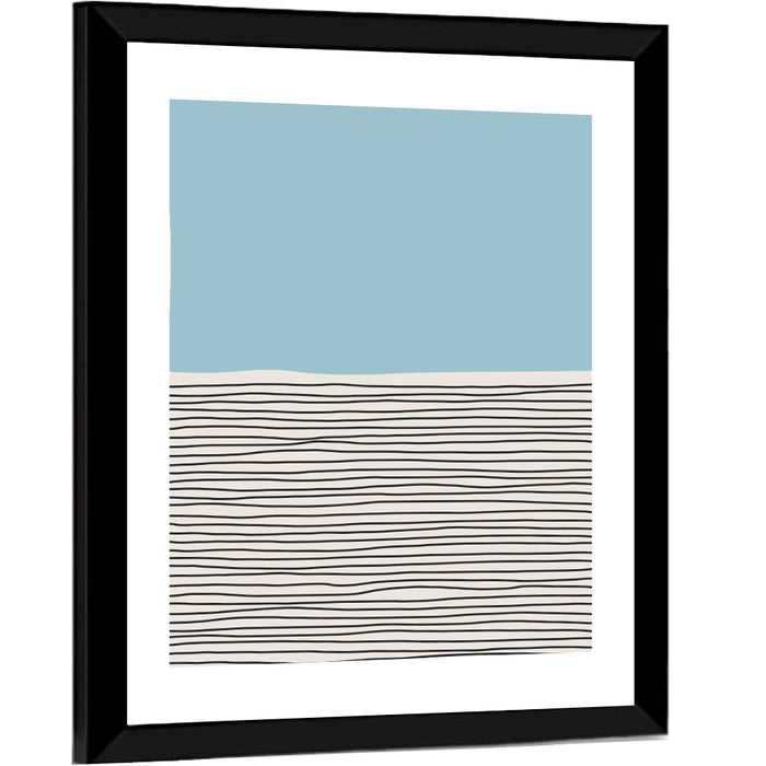 Blue Horizon Minimalist V Wall Art as a framed print