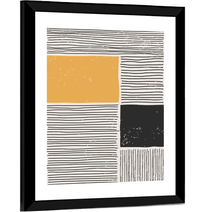 Beige and Yellow Grid Study Wall Art as a framed print