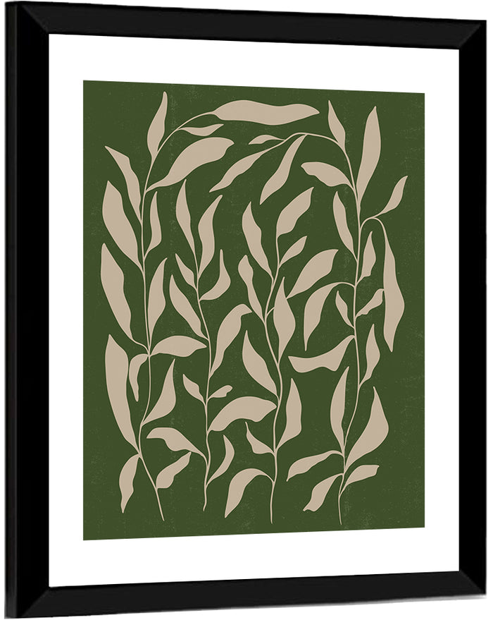 Botanical Stem Study Wall Art as a framed print