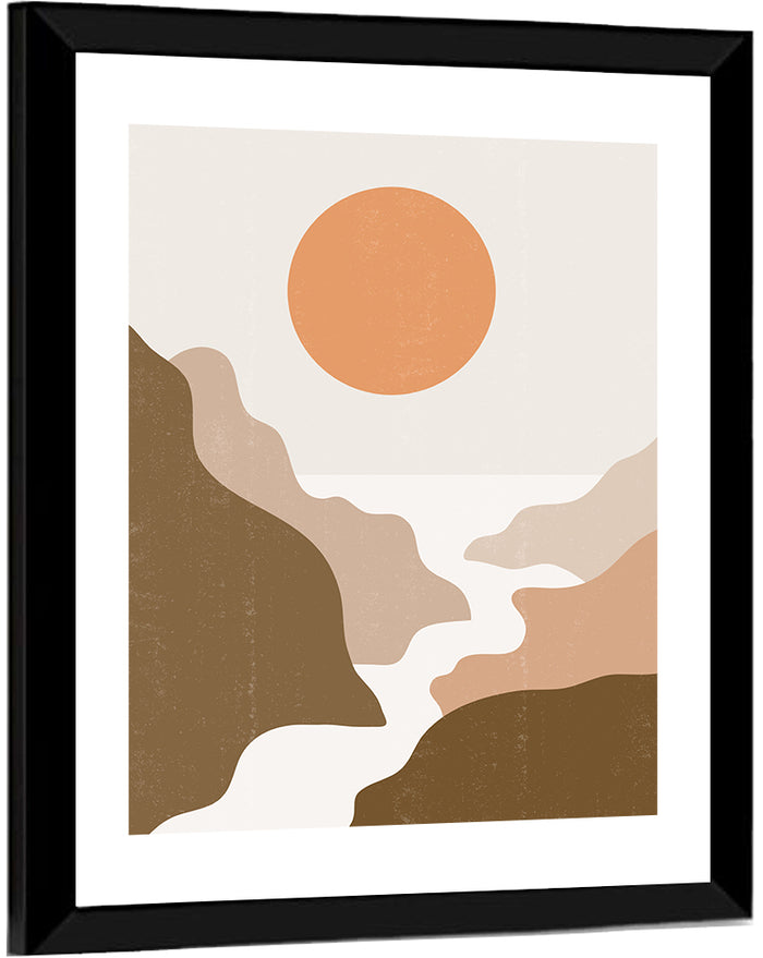 Sun Over Canyon River Wall Art as a framed print
