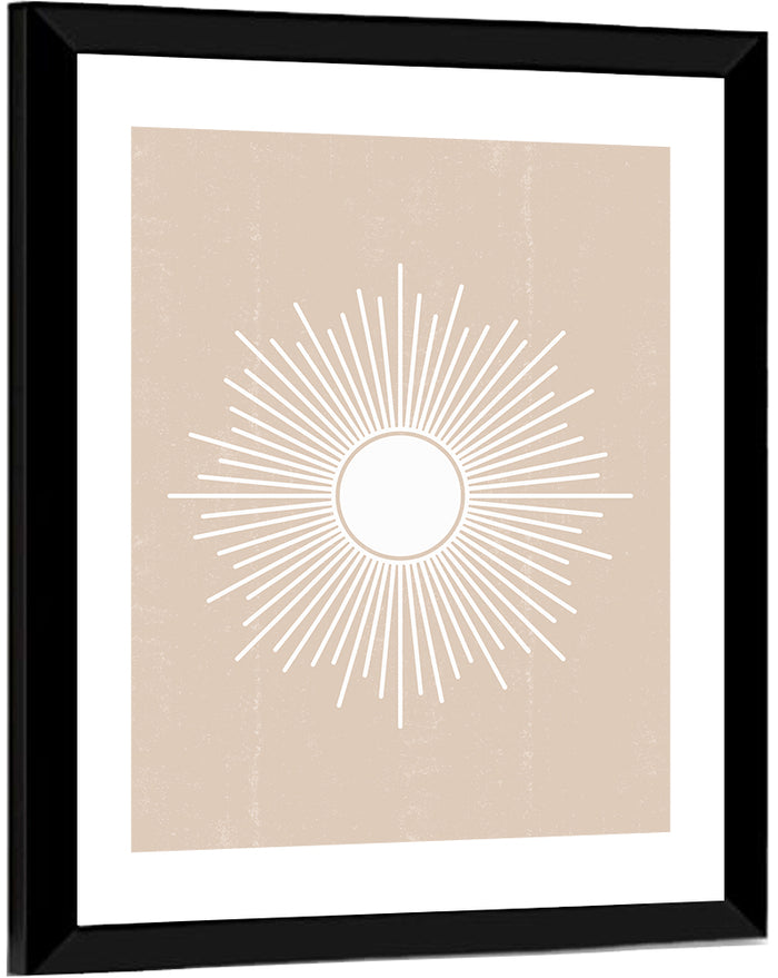 Boho Sun Mandala Wall Art as a framed print