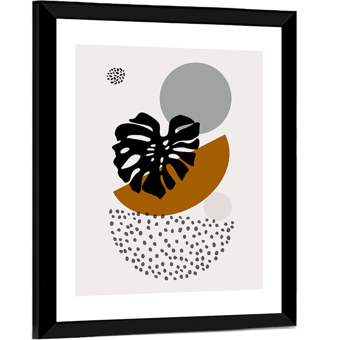 Monstera Leaf with Falling Stones Wall Art as a framed print