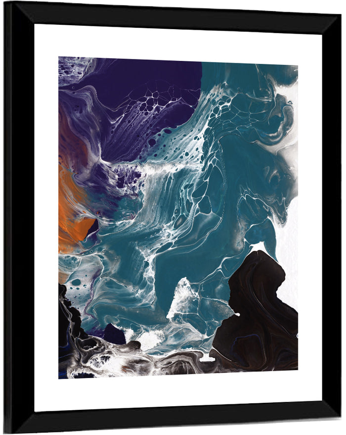 Teal and Purple Marble Texture Wall Art as a framed print