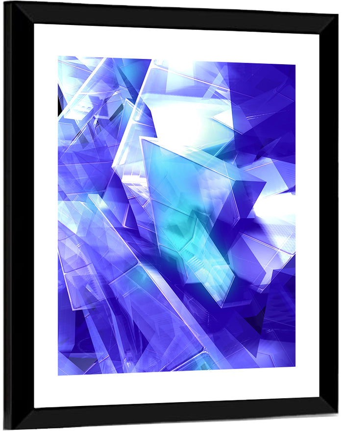 Icy Geometric Shards Wall Art as a framed print