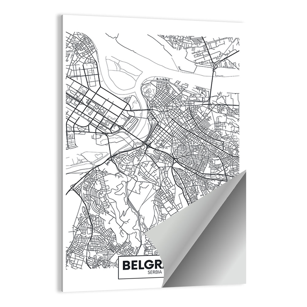 Belgrade City Map Wall Art