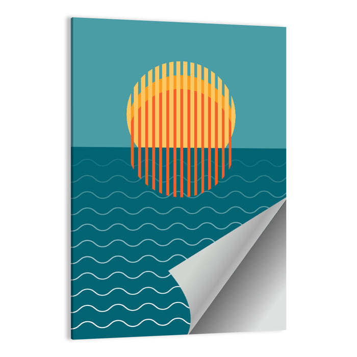Geometric Ocean Sunset Wall Art as a poster print