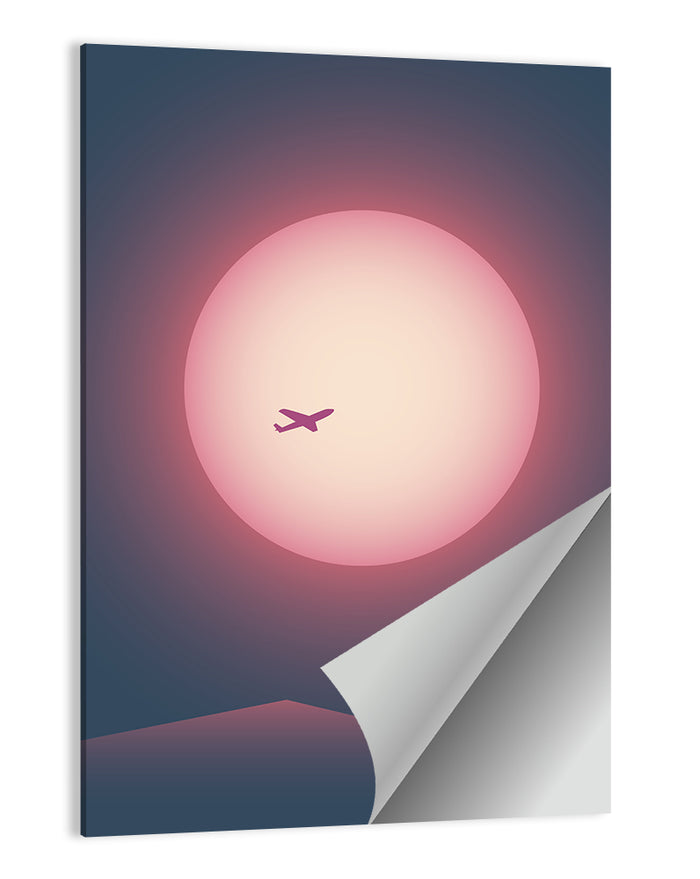 Twilight Airplane Over Mountains Wall Art as a poster print