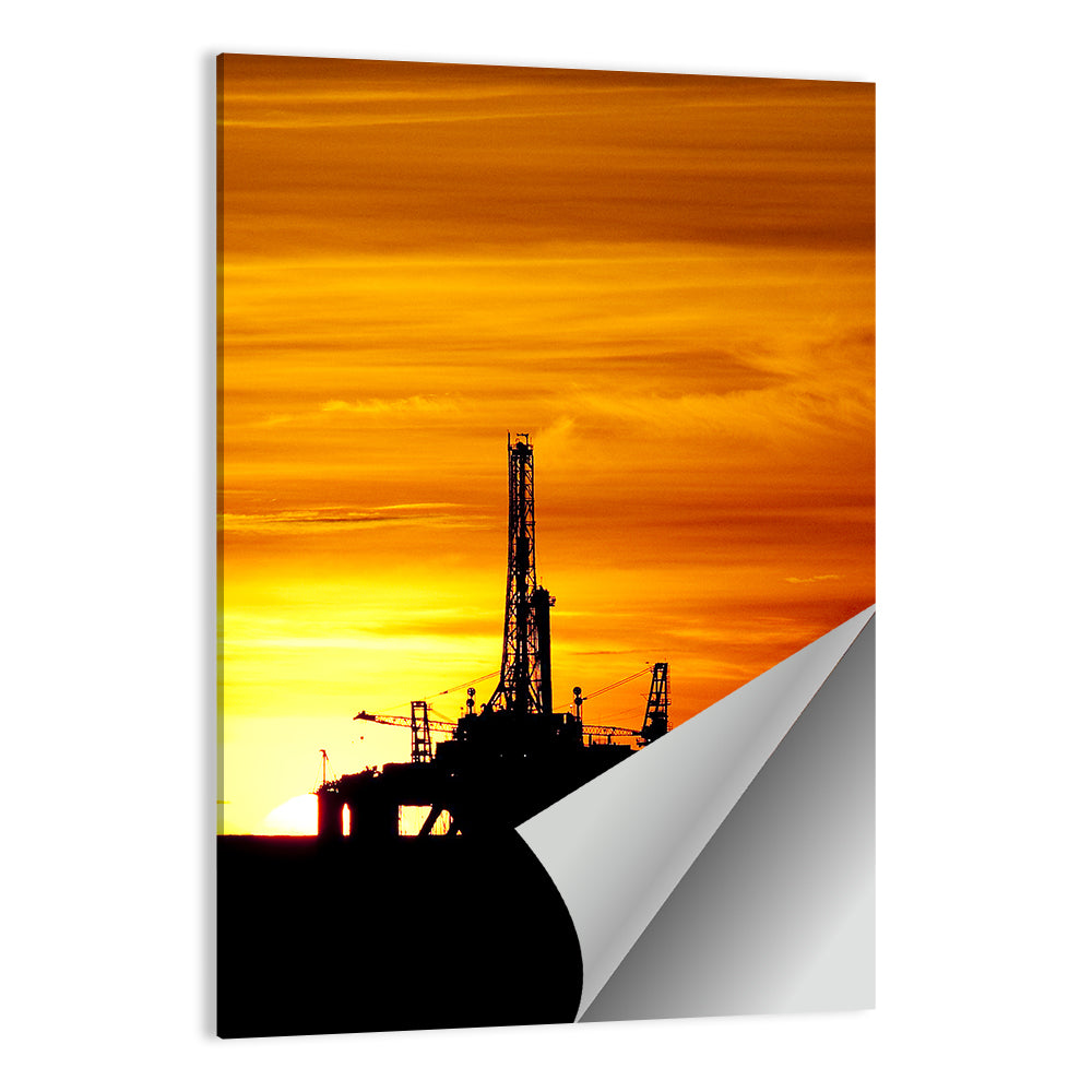 Offshore Oil Rig at Sunset Wall Art