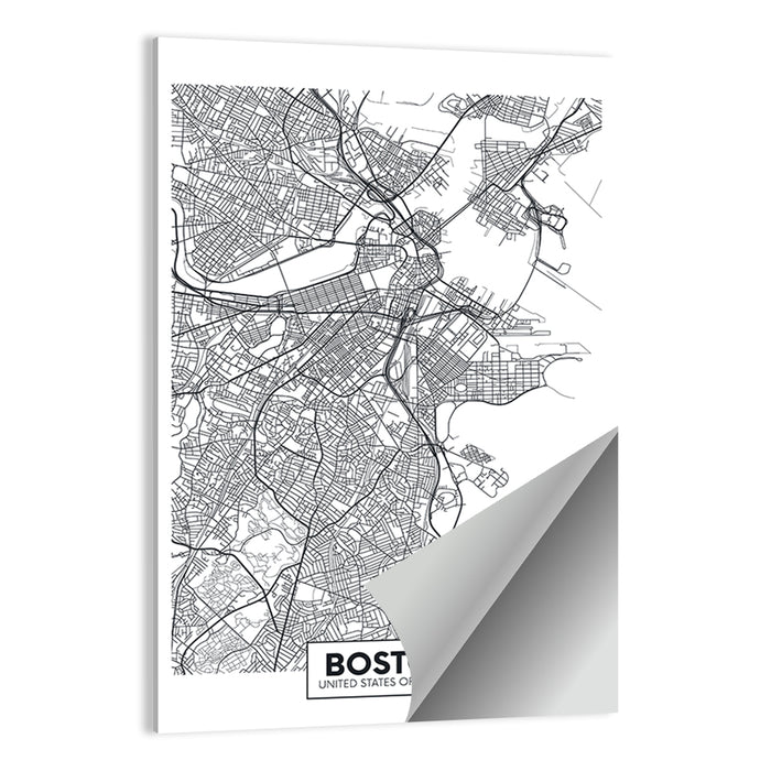 Boston City Map Wall Art as a poster print