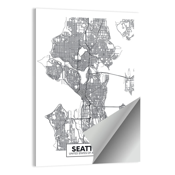 Seattle City Map Wall Art as a poster print